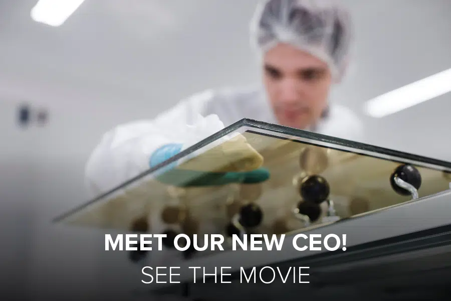 Man working on dynamic glass. Cover photo for "Meet our new CEO"